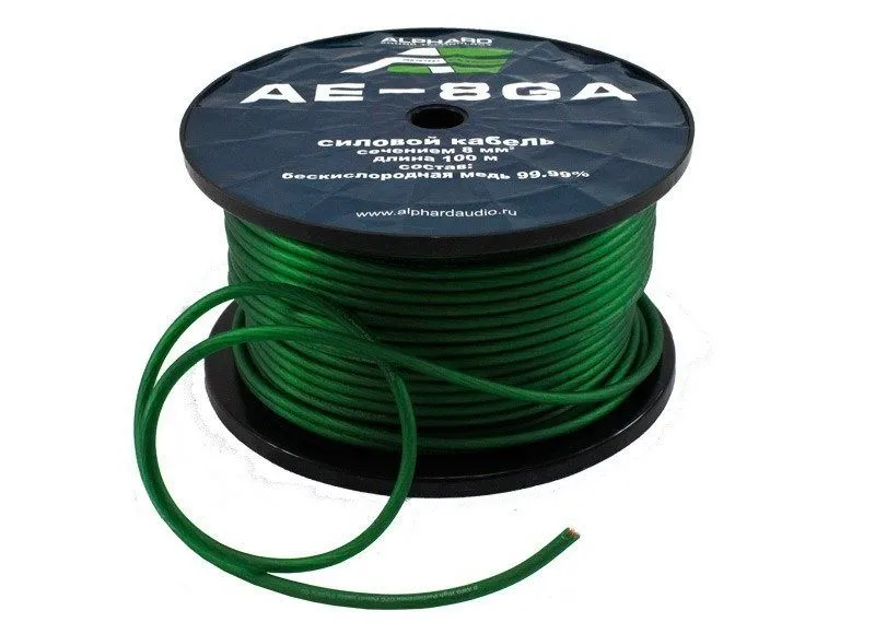 Силовой кабель ALPHARD AE-8GA Green (1б-100м)(1м) - фото